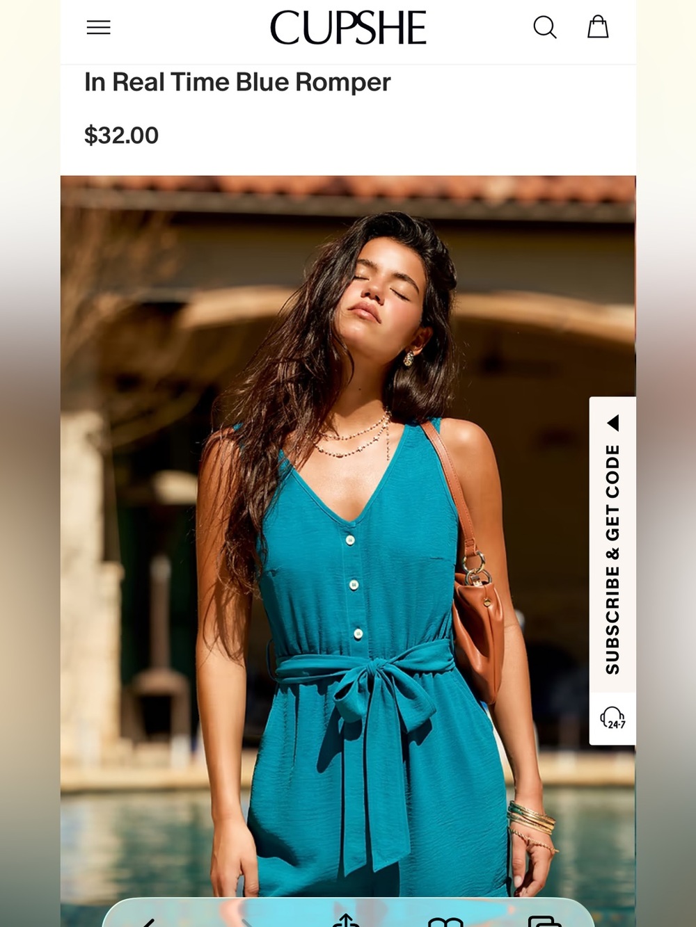 Cupshe In Real Time Blue Romper NWT